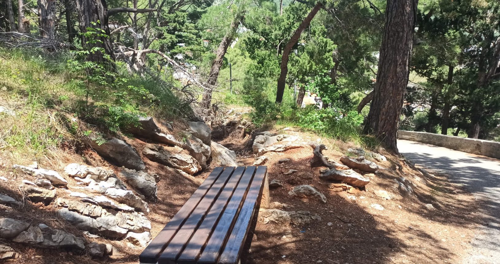 Beautiful bench to rest at Walking trail Petrovac Rezevici