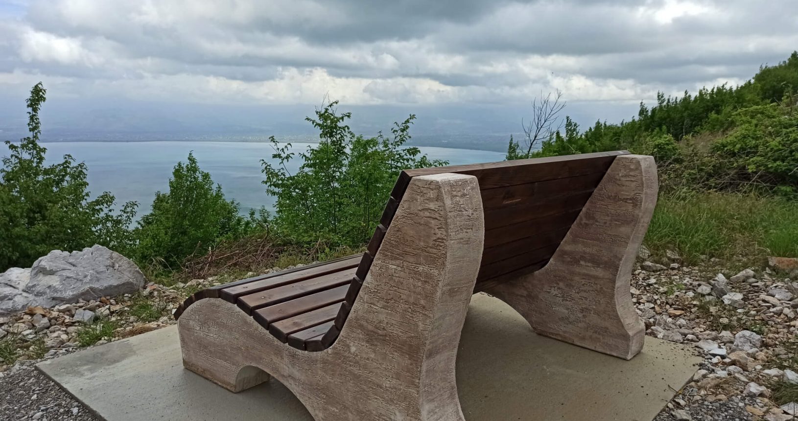 Bench with lake view. Viewpoint Shtegvashe