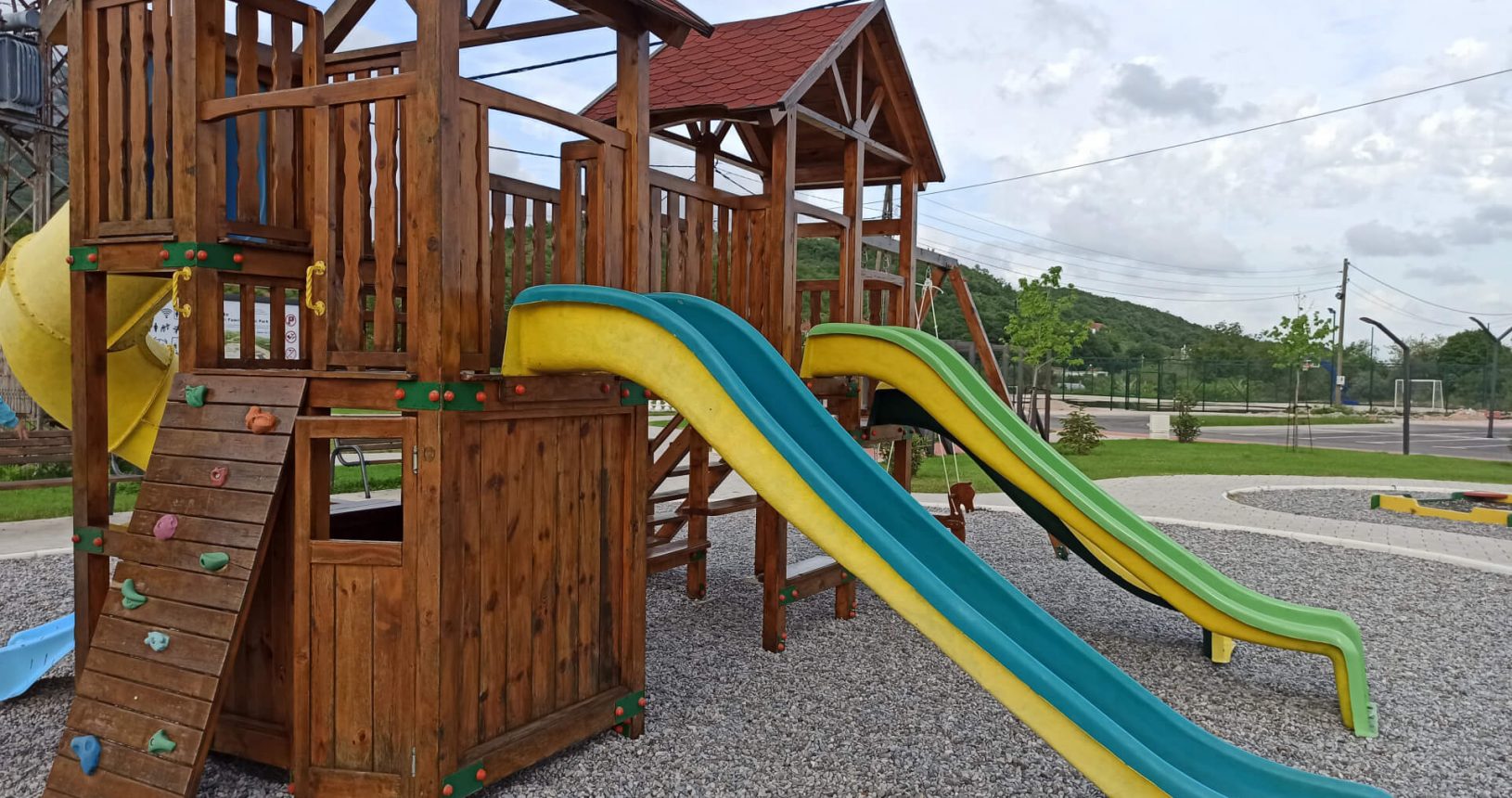 Very cool wooden playground at Hajdari Family Public Park