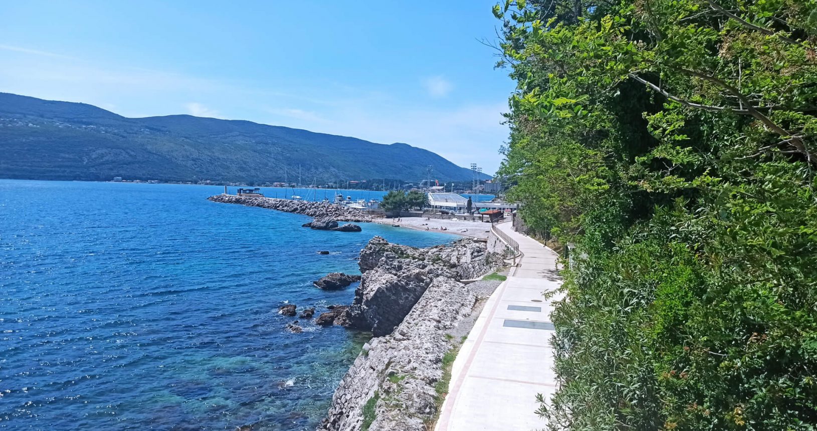 Walking promenade and Herceg Novi Beach view