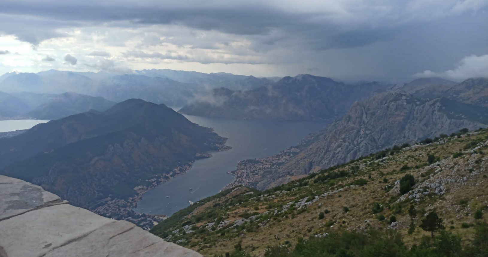 View point for Kotor and Tivat Bay and stony wall