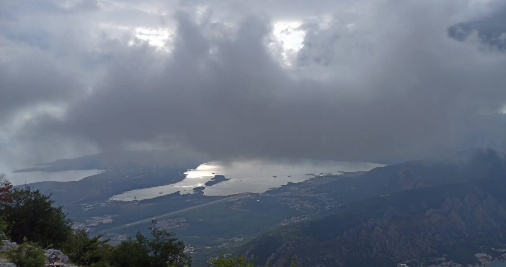 View point for Kotor and Tivat Bay hole on the sky