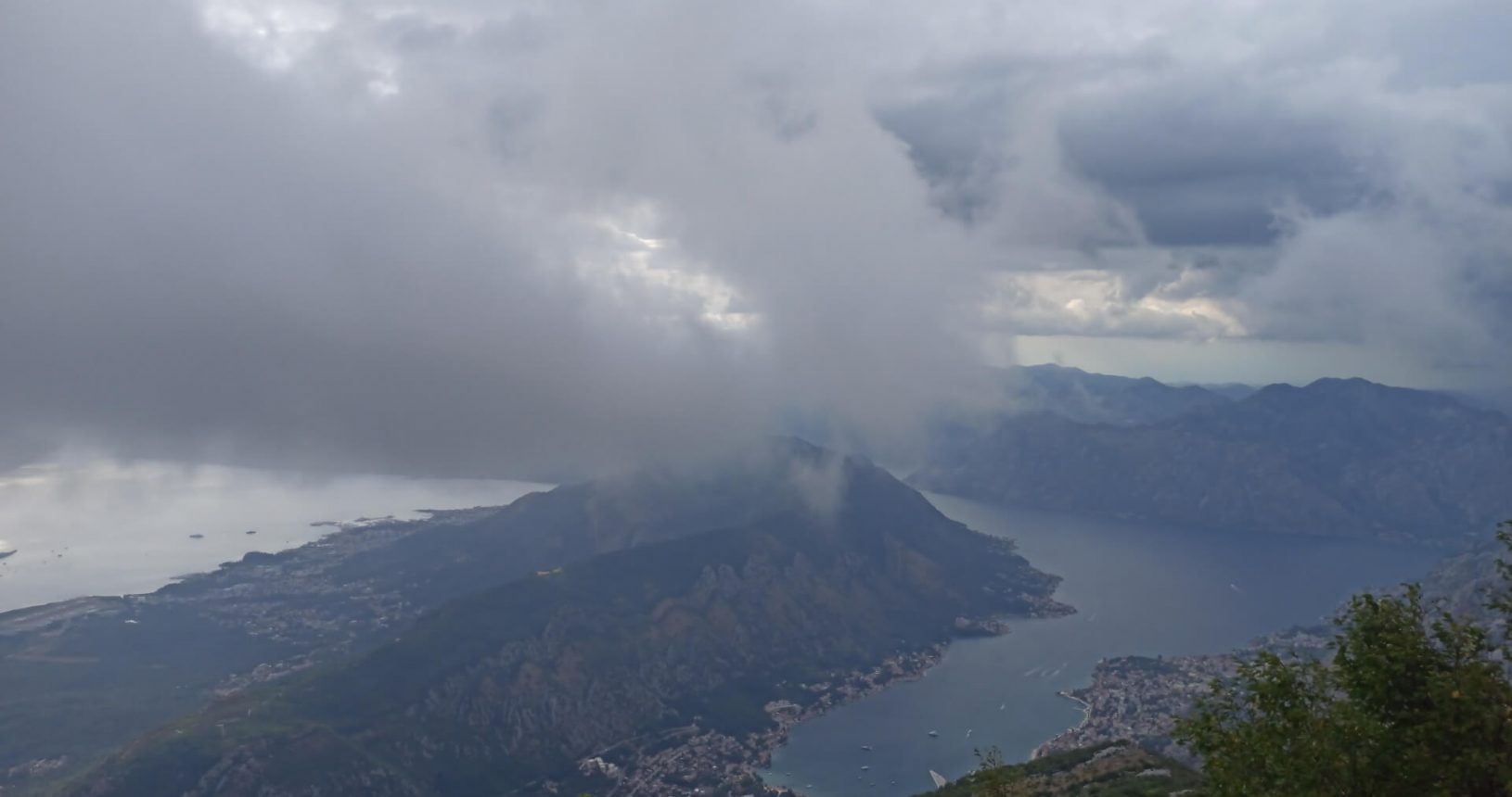 View point for Kotor and Tivat Bay moving skies