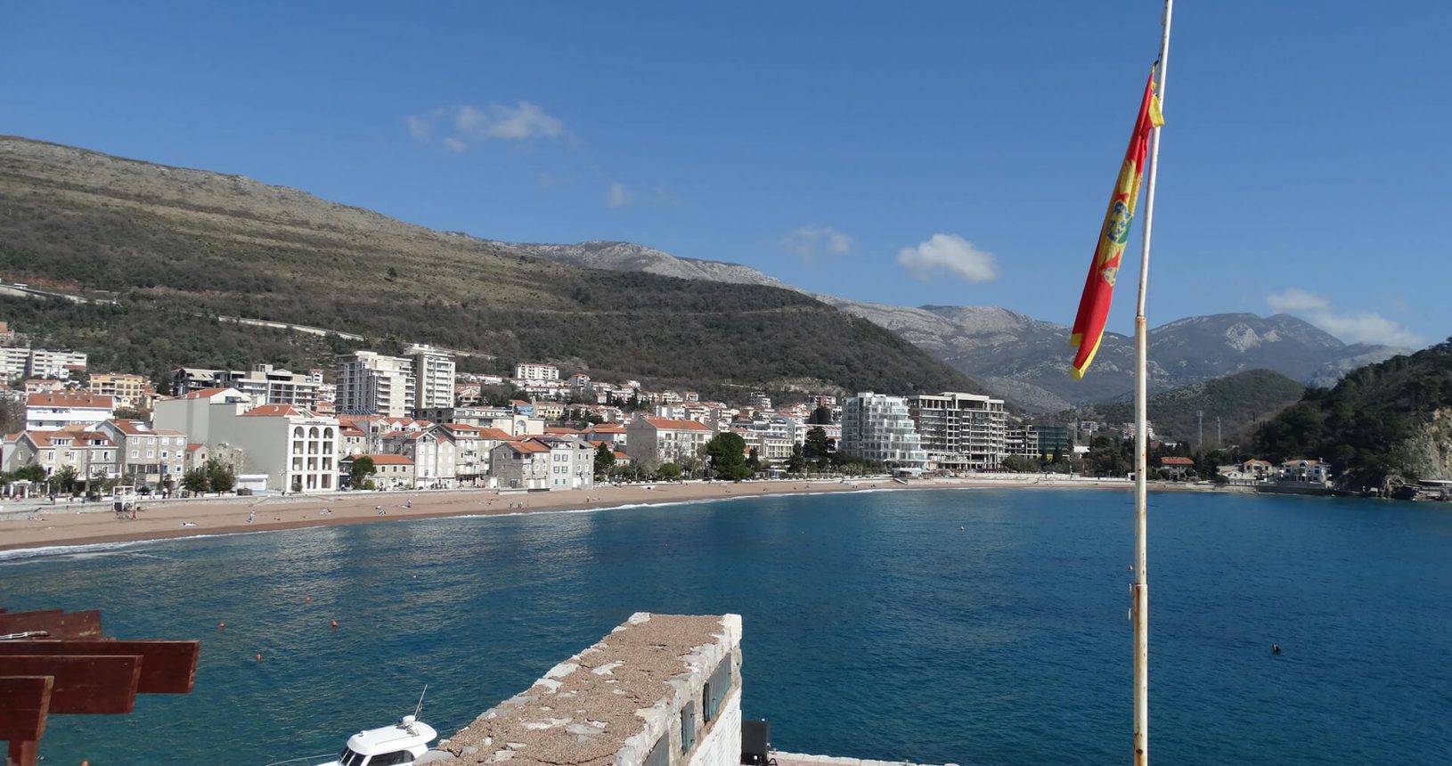 Montenegrin flag at Petrovac Castle