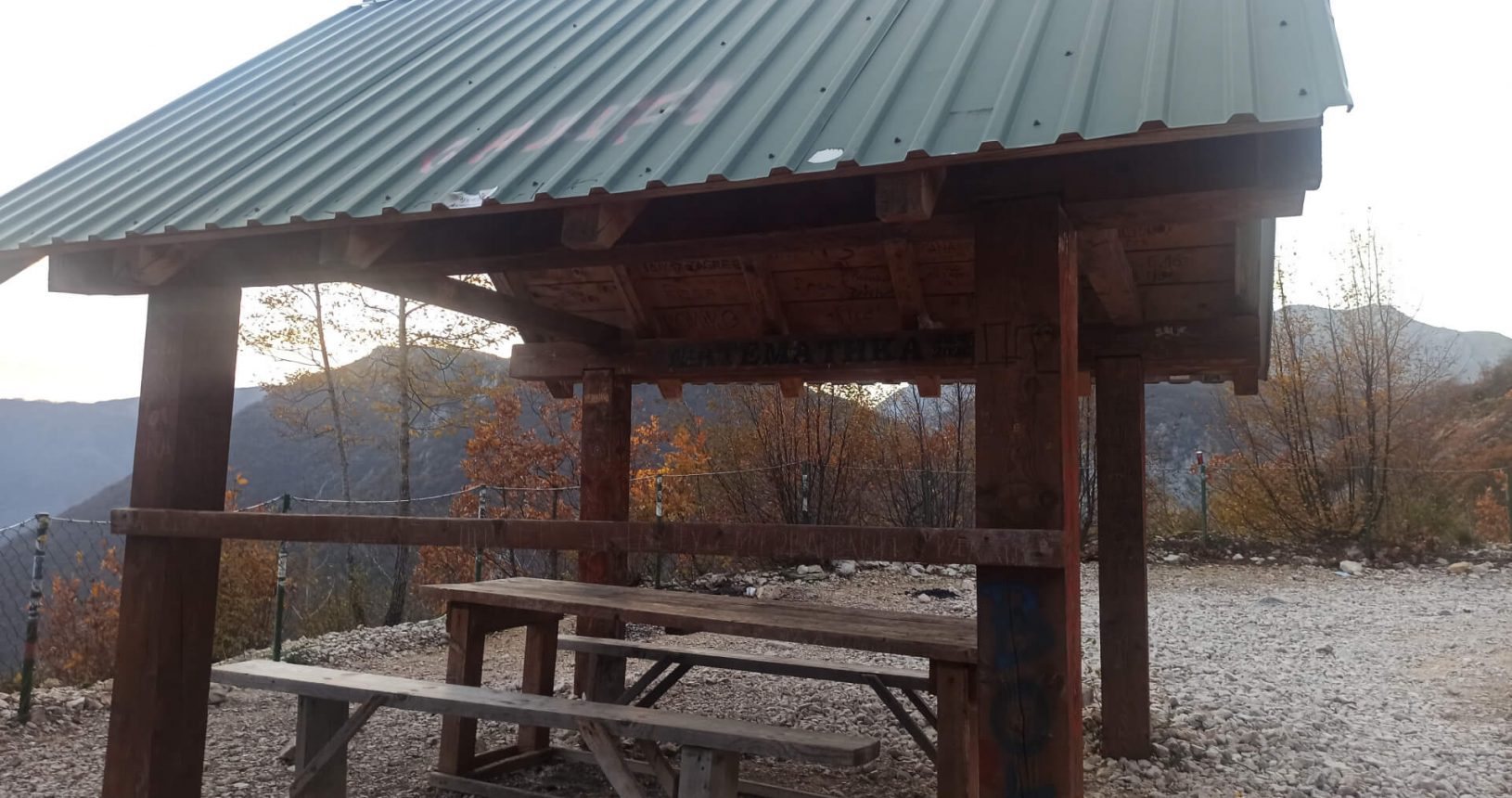 Benches at Piva lake observation platform