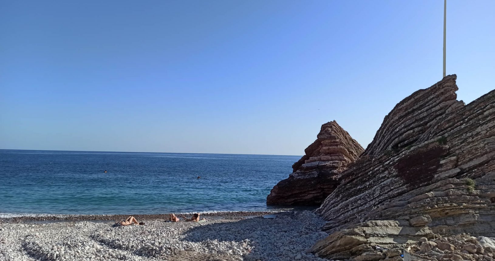 Rafailovici rocky beach main rocks view
