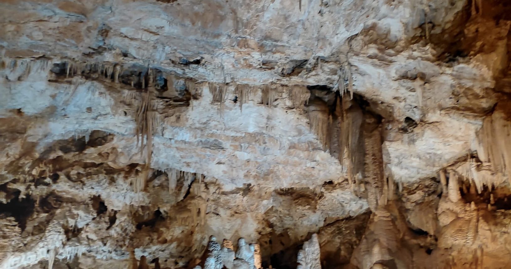 Both stalactites and stalagmites in Lipa Cave