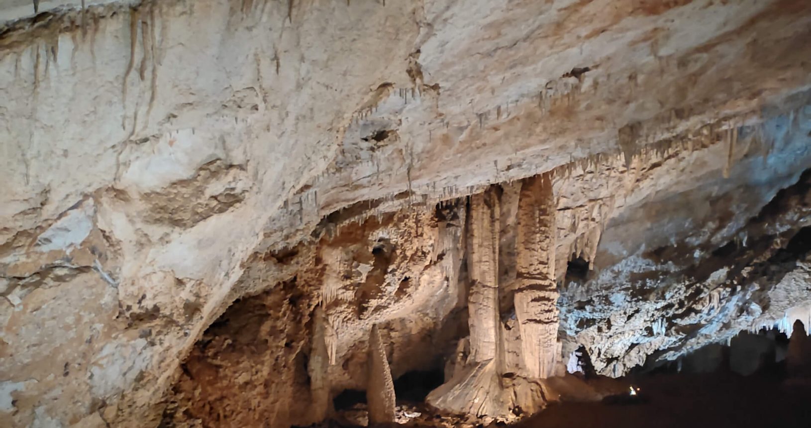 Stalactites and stalagmites in Lipa Cave
