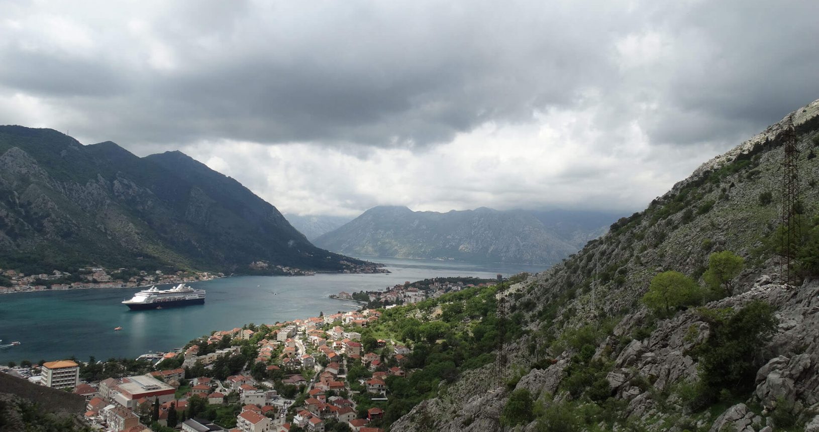 The bay of Kotor from the road to Kotor Fortress