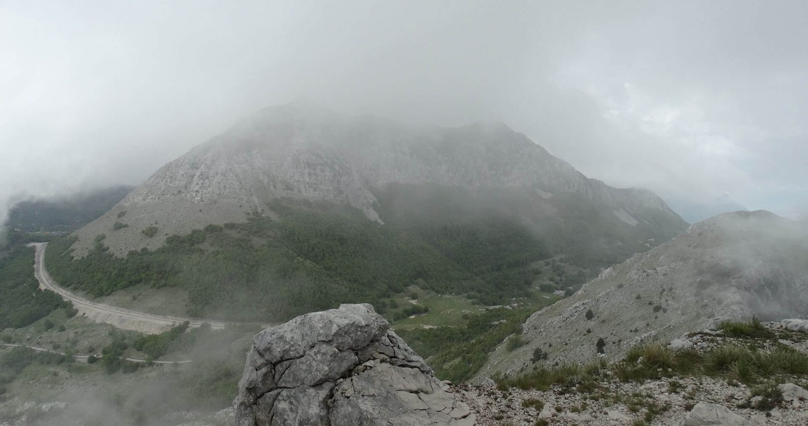 Mountains in the clouds in Lovcen National Park