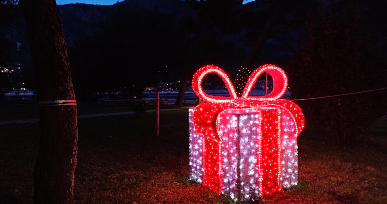 Beautiful decorations in the park in Kotor