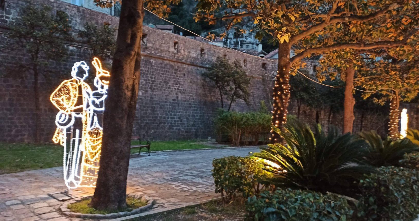 Kotor wall at night