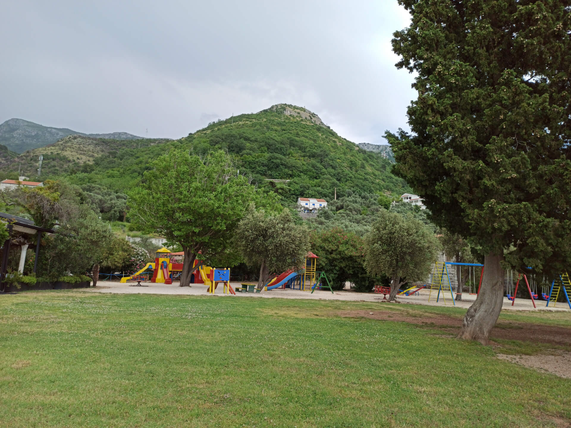 Playground for kids in the park Sveti Stefan