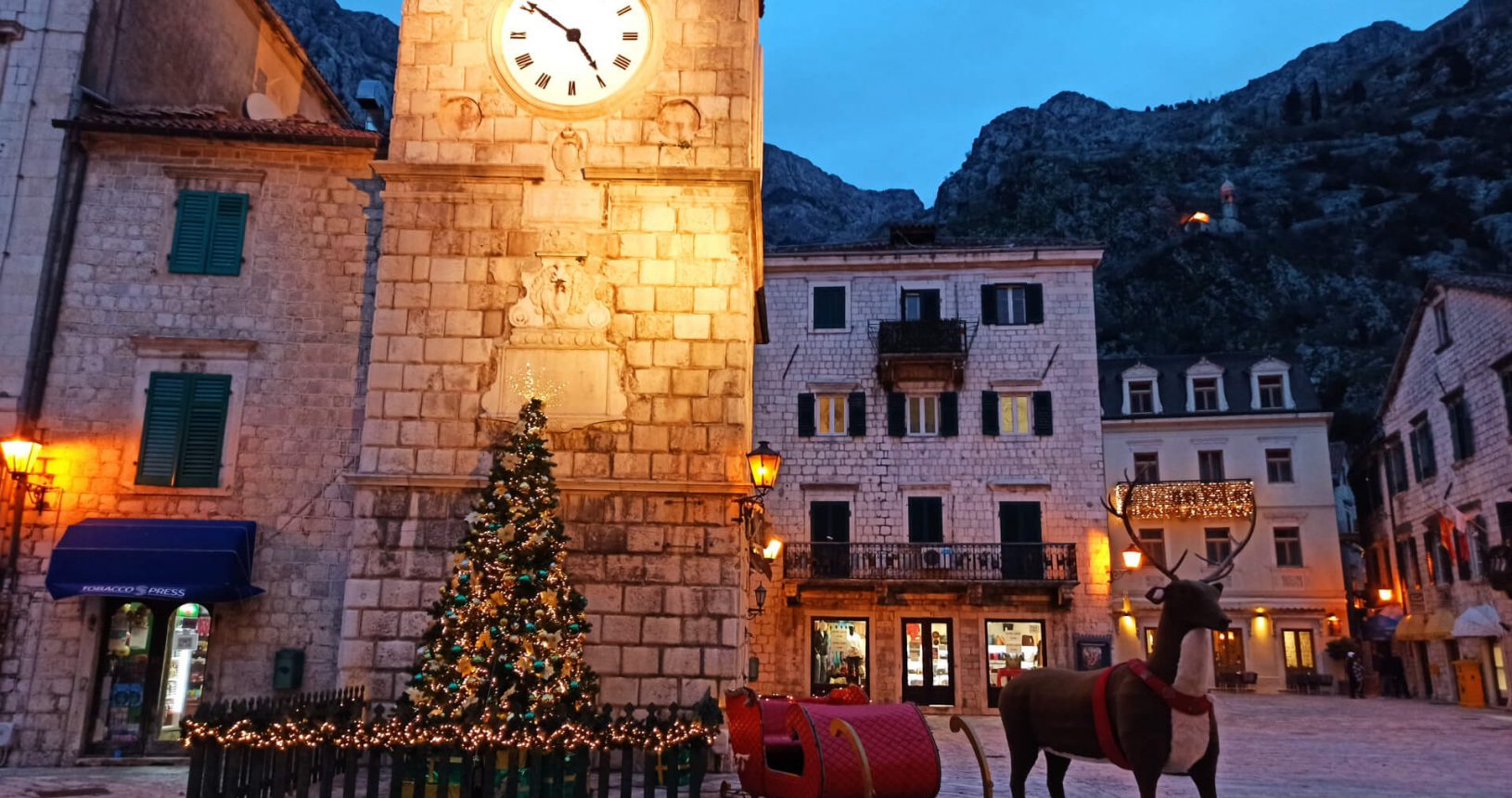 The main Christmas tree in Old Town Kotor