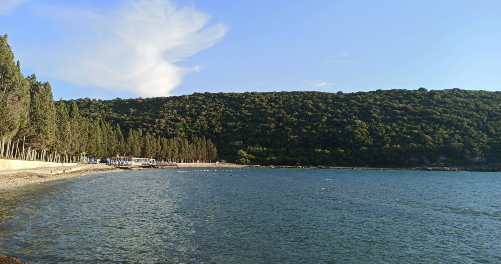 Green coastline. Landscape view of Valdanos beach