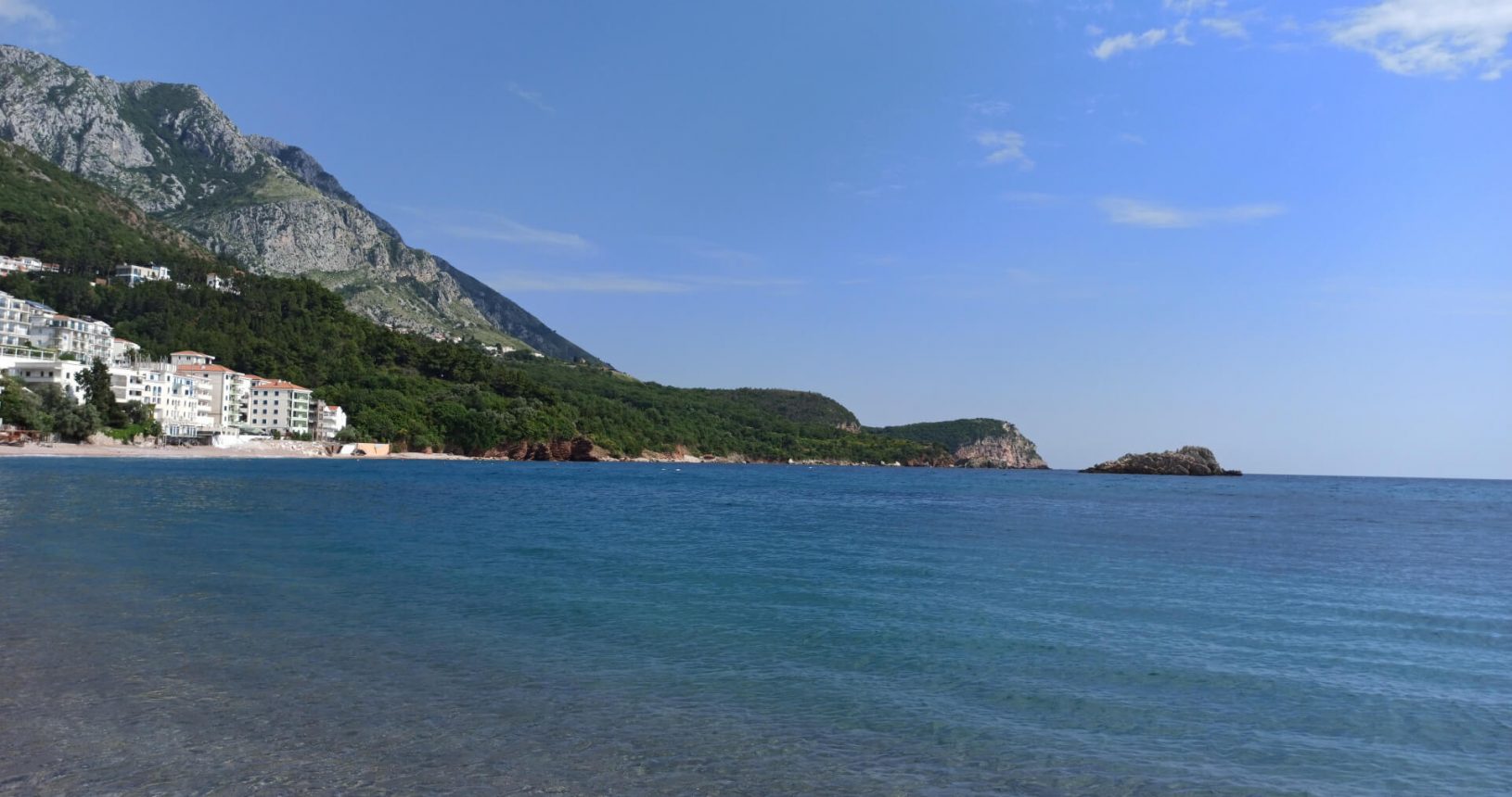 Sea and Riviera view. Sveti Stefan beach