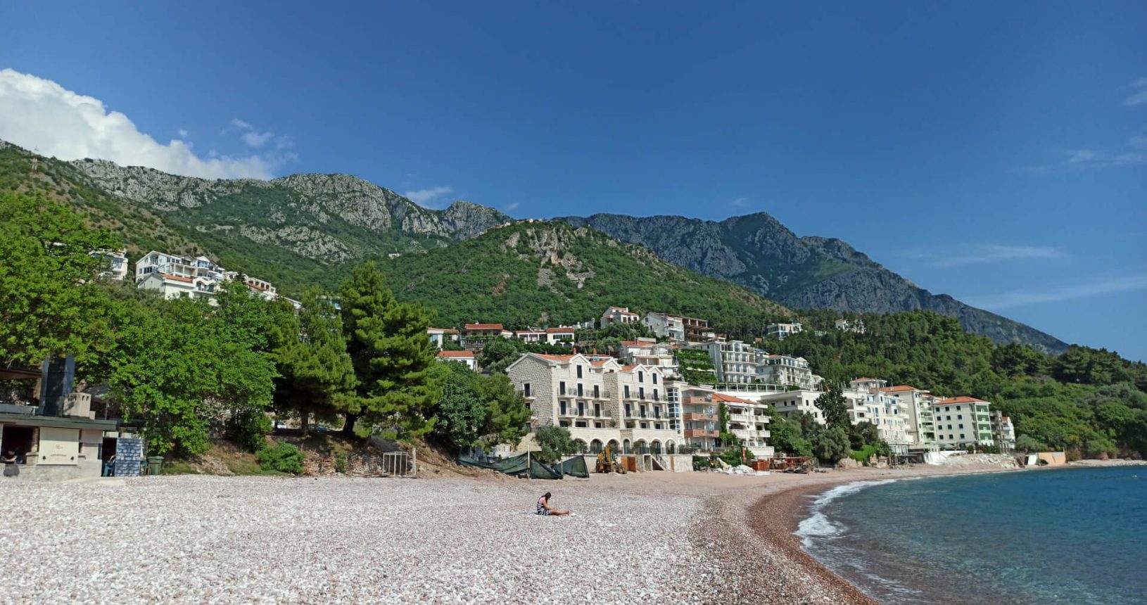 Sveti Stefan beach at sunny day