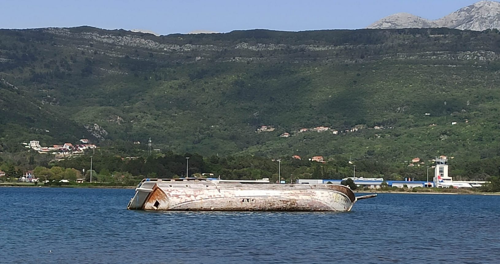 Abandoned big boat. The island of flowers