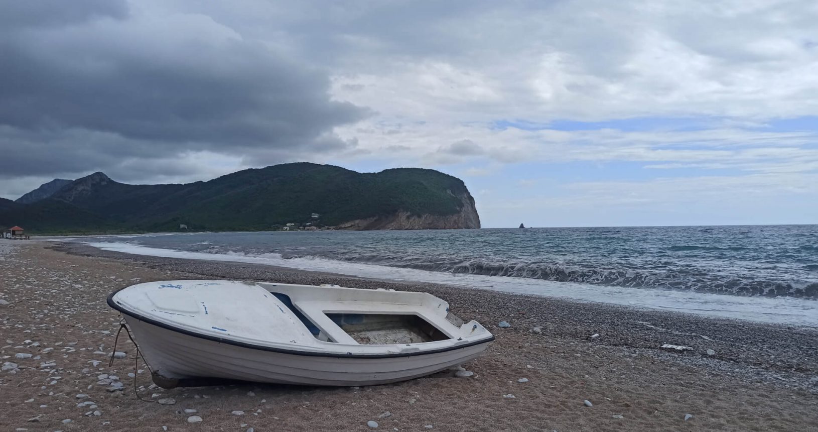 Buljarica Beach and the boat