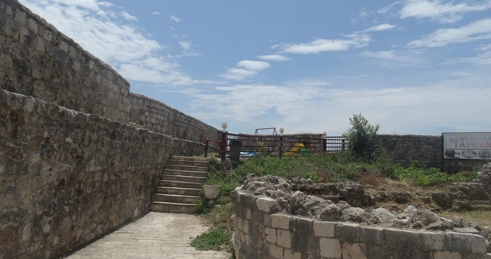 Walking in stony walls of Ulcinj old town