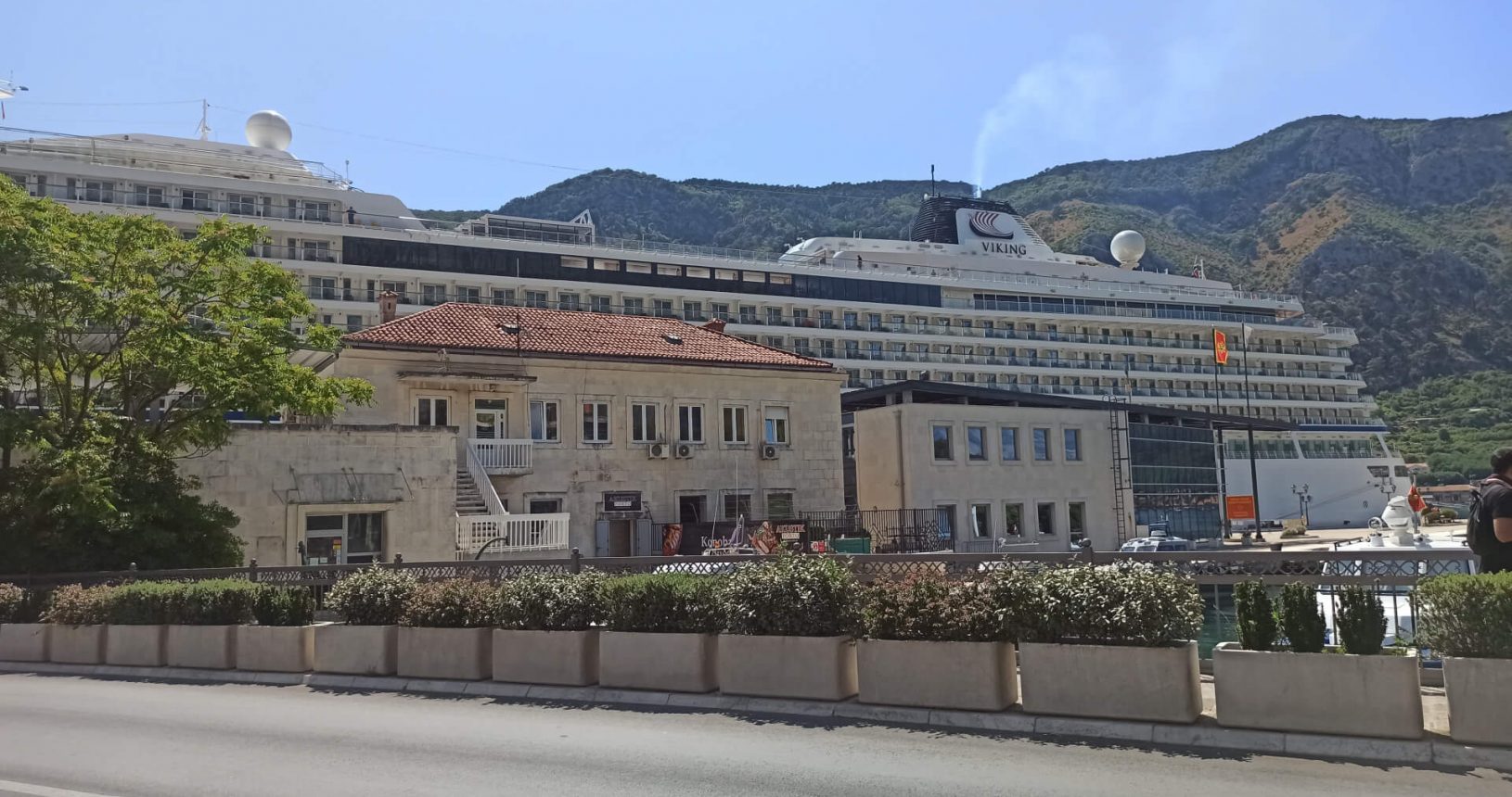 Cruise ship from the center of the city Kotor