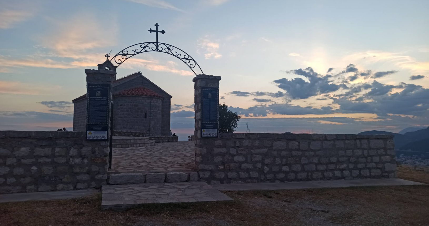 Entrance to Viewpoint St Sava Church. Sunset