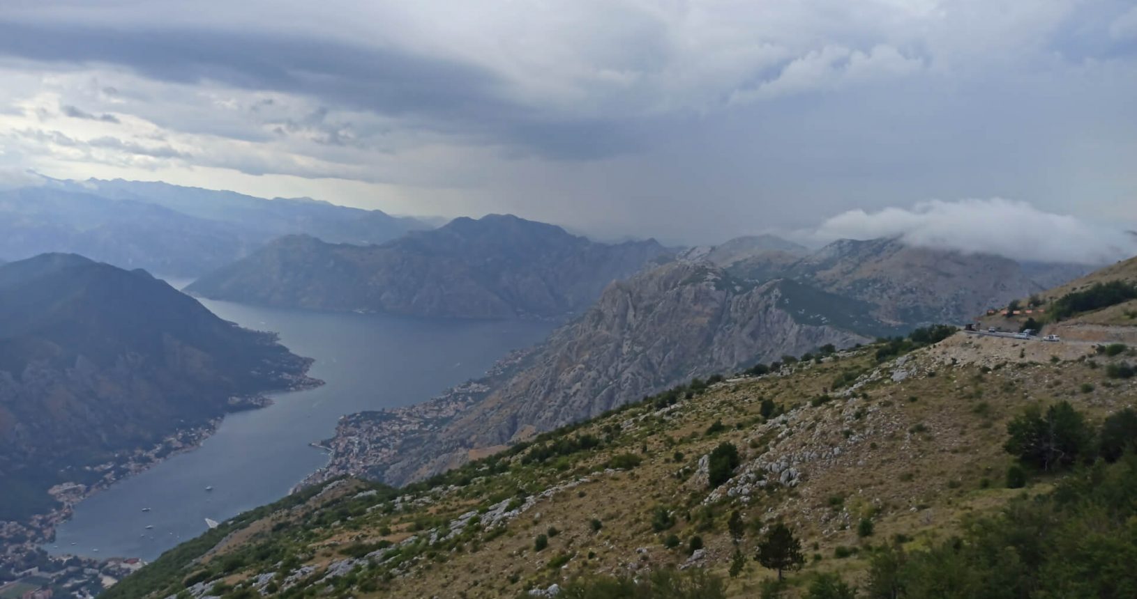 Green hills at View point for Kotor and Tivat Bay