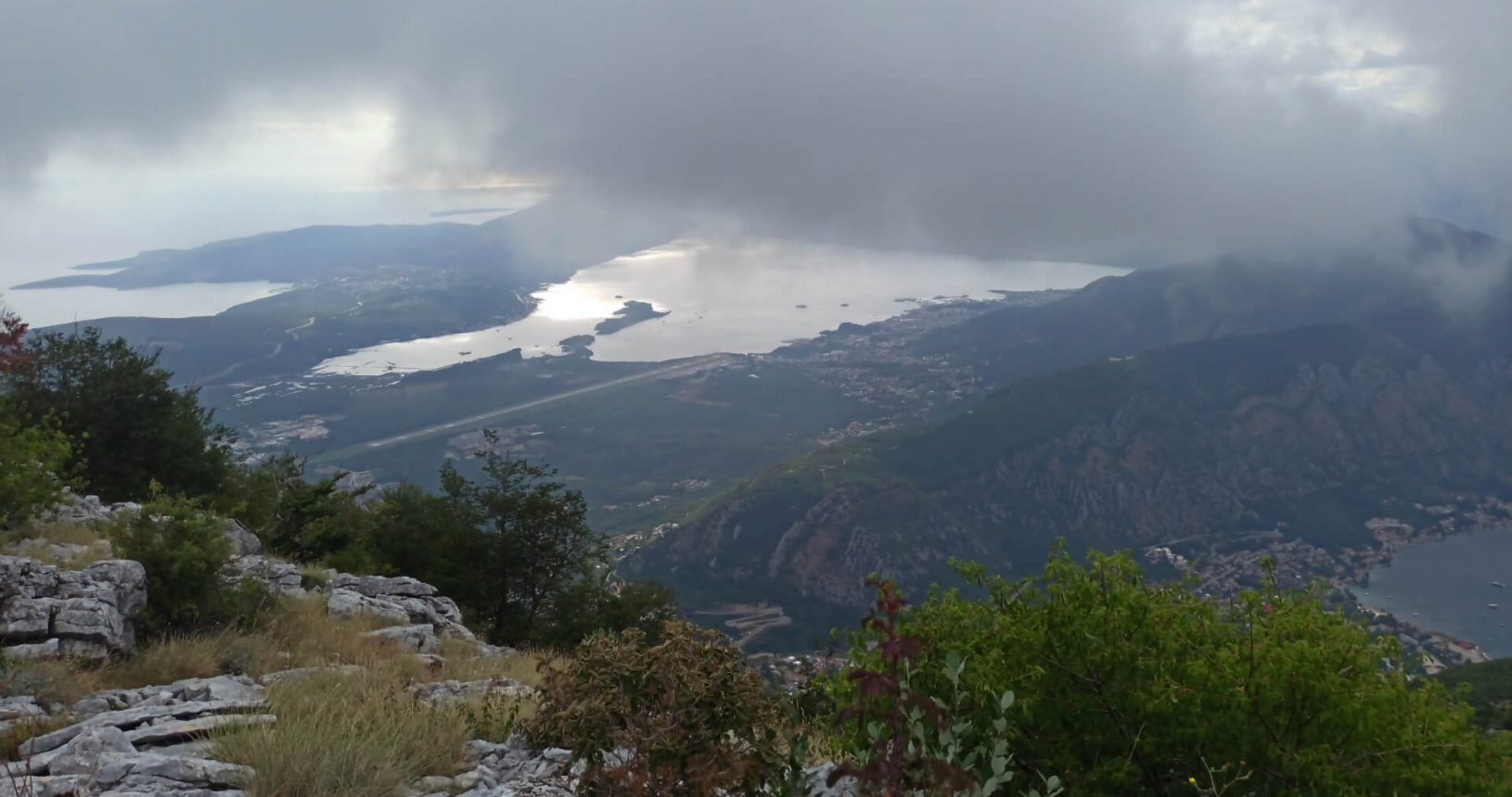View point for Kotor and Tivat Bay and flowers