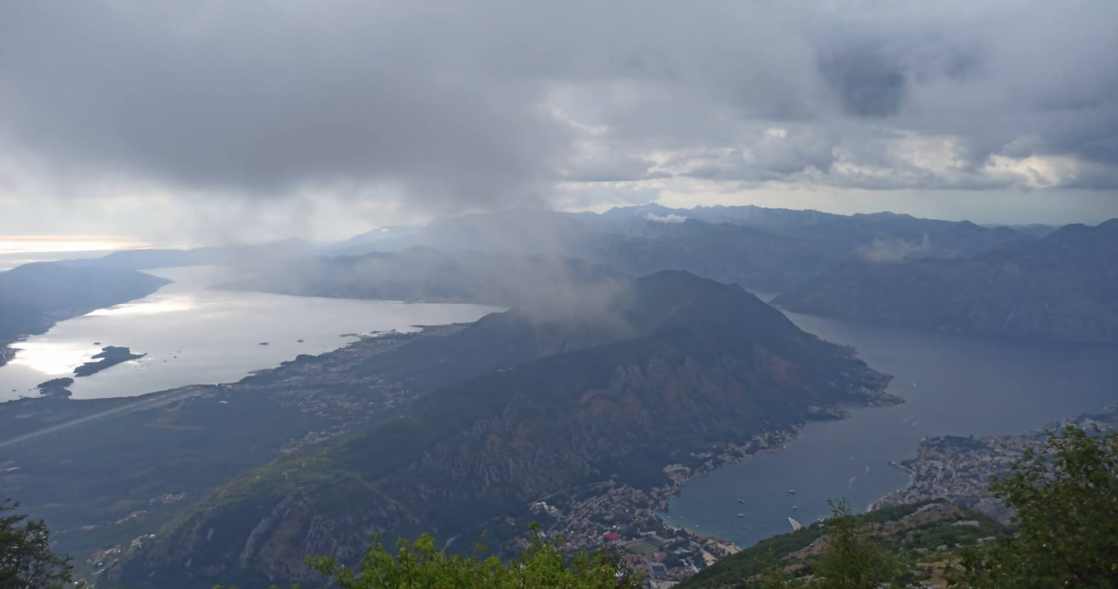 View point for Kotor and Tivat Bay beautiful view and fluffy sky