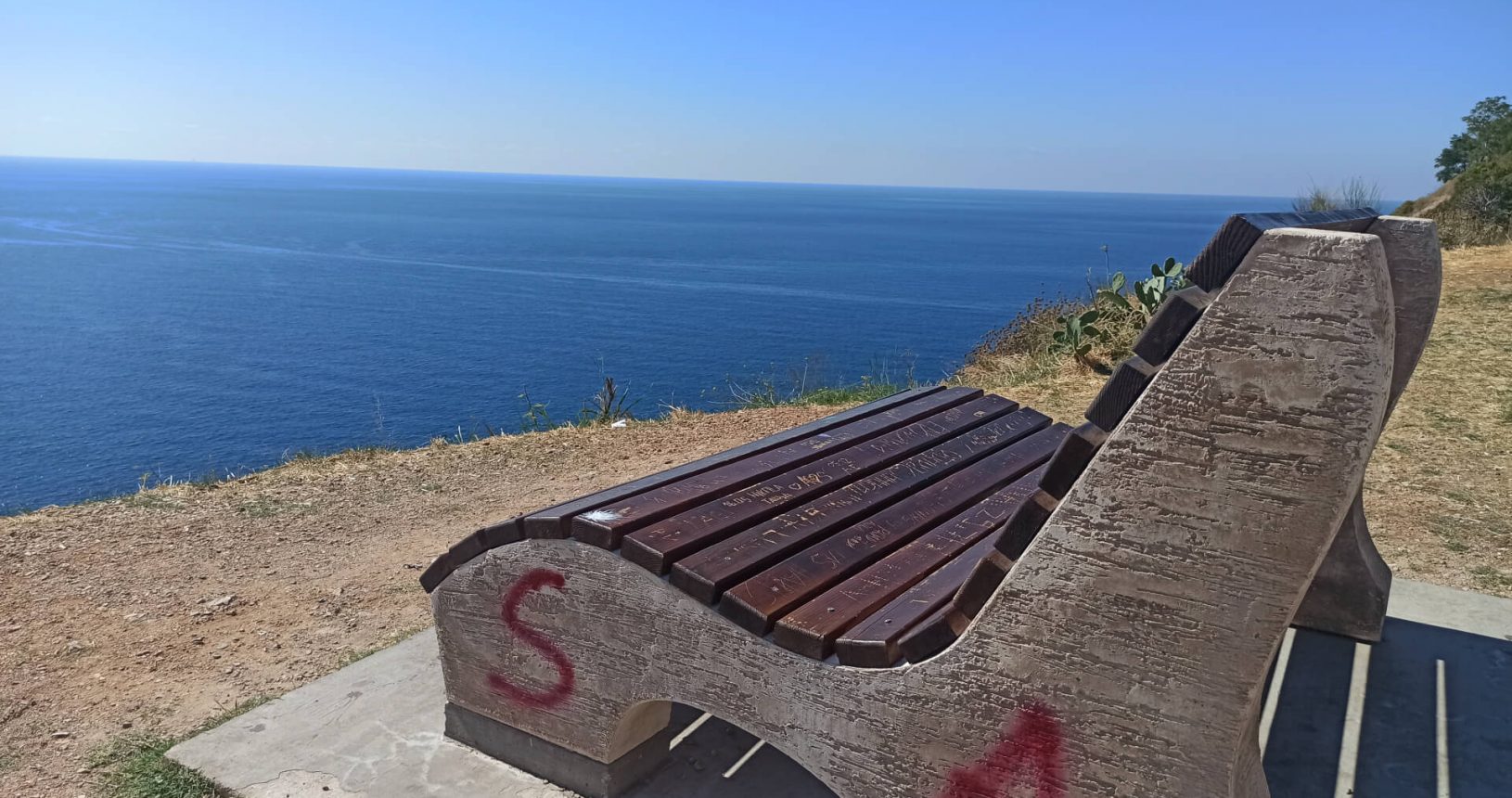 Watching the sea from the bench at Viewpoint Dobra Voda