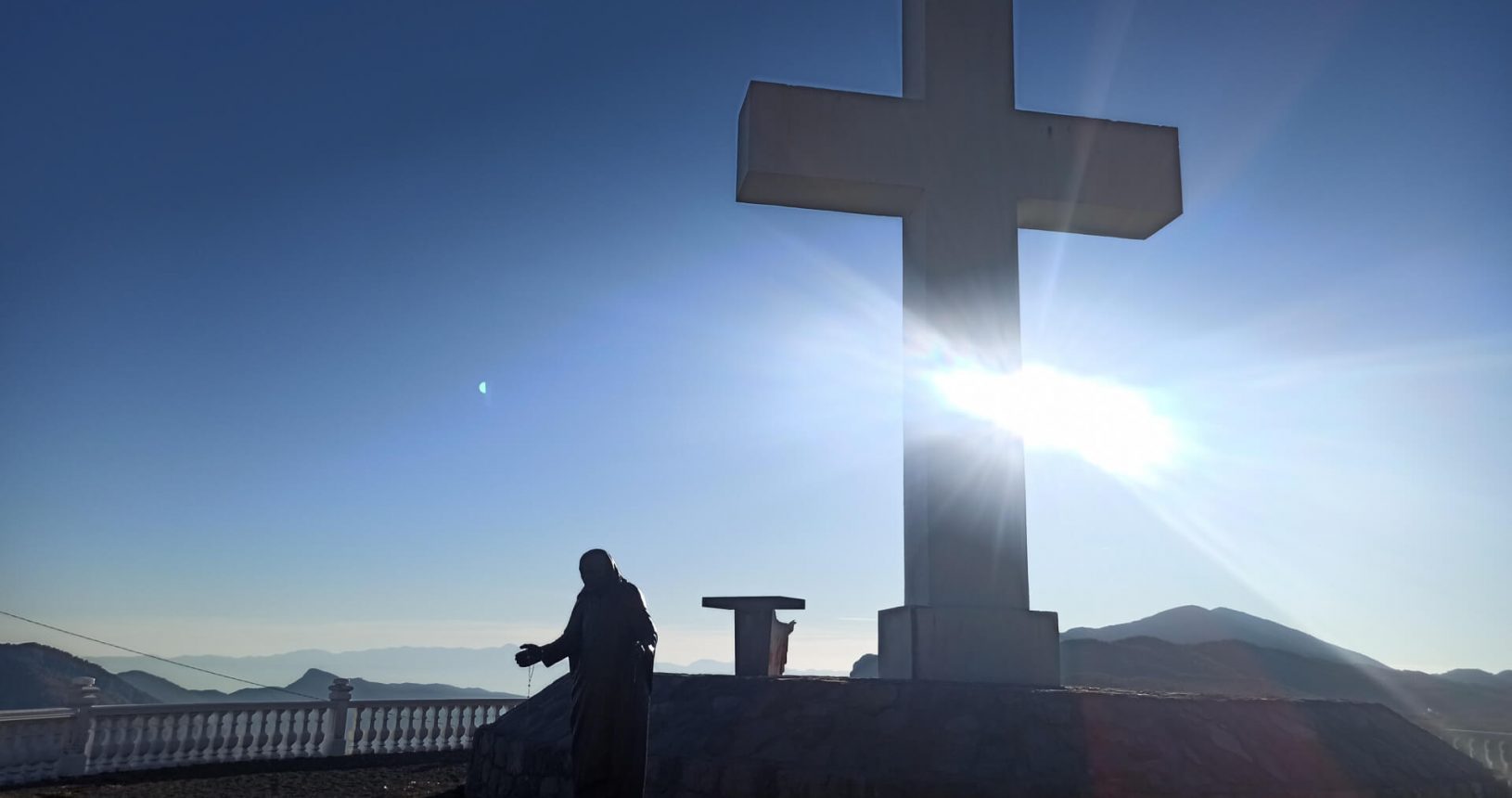 Shining monument Viewpoint with big cross and Jesus