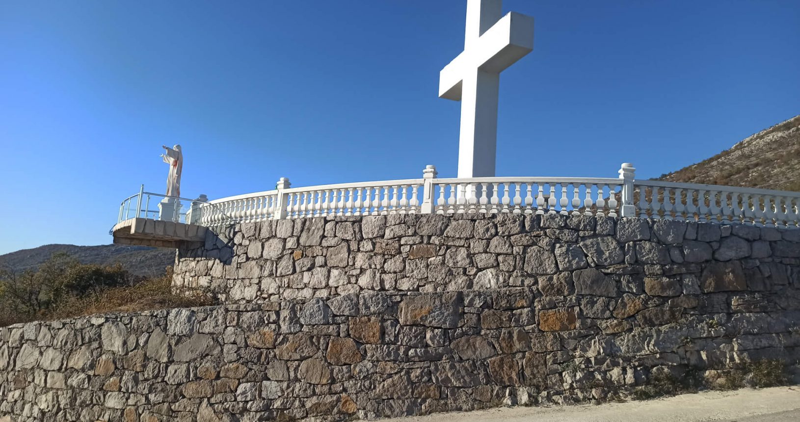Unusual attraction Viewpoint with big cross and Jesus