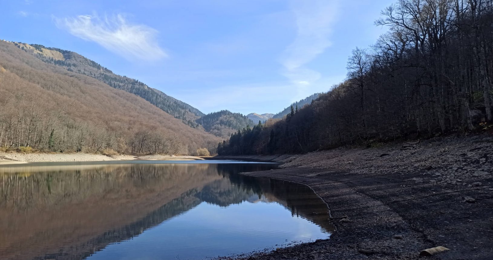 Autumn grey lake at the National Park Biogradska Gora
