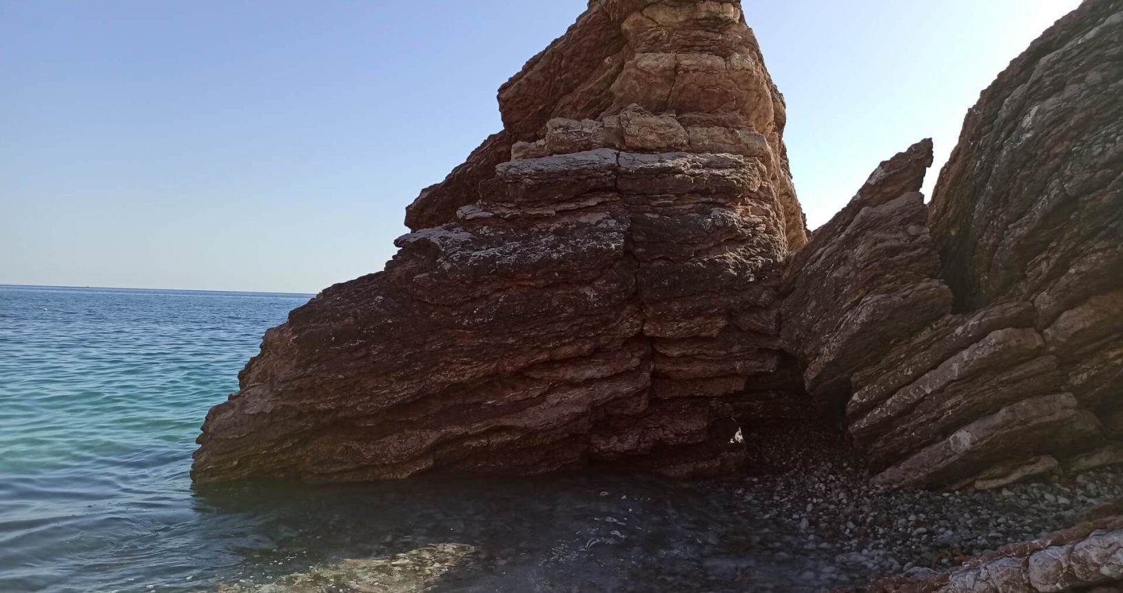 Big pretty rocks at the sea at Rafailovici rocky beach