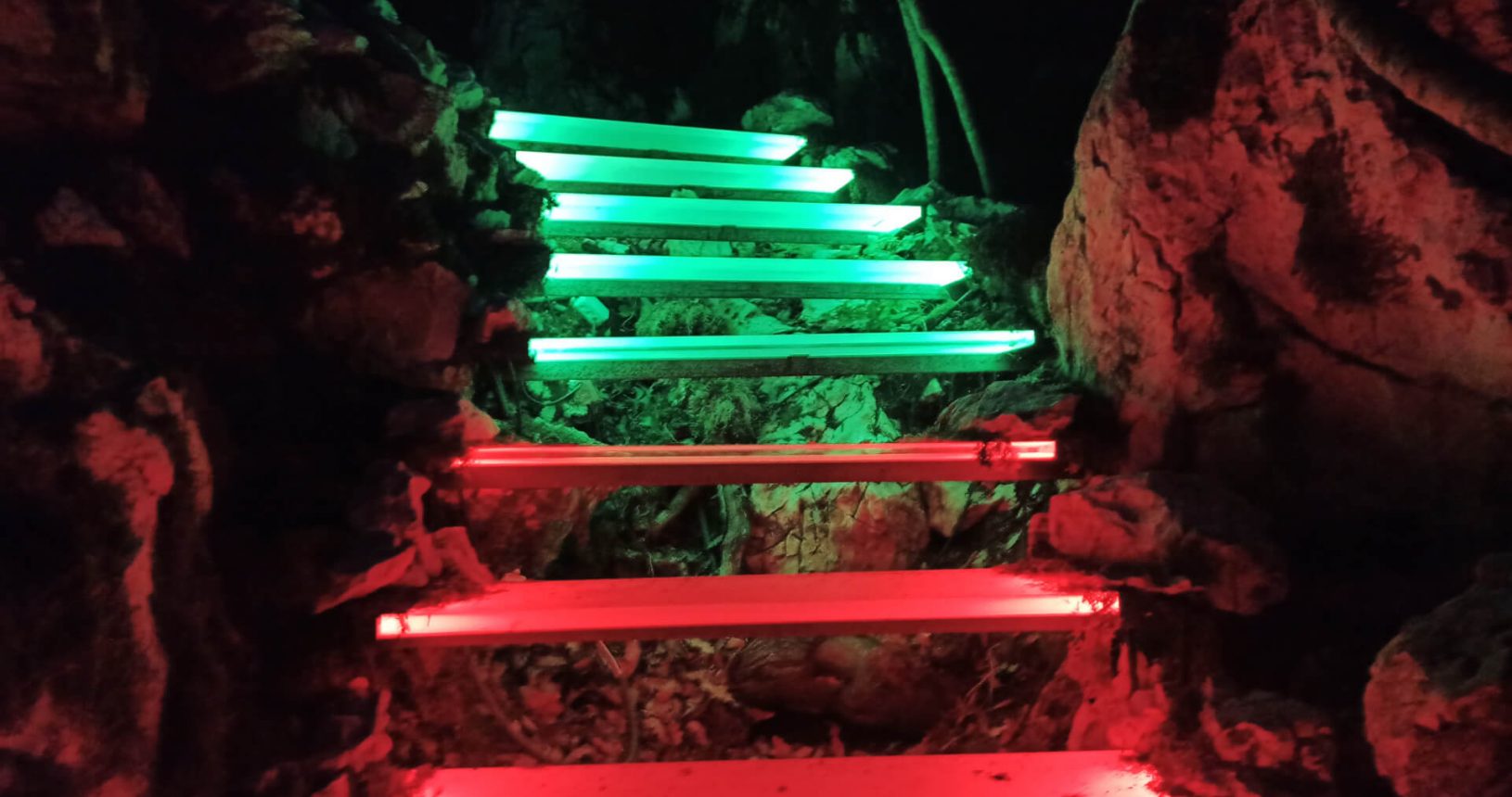Changing colours of stairs at lightland park