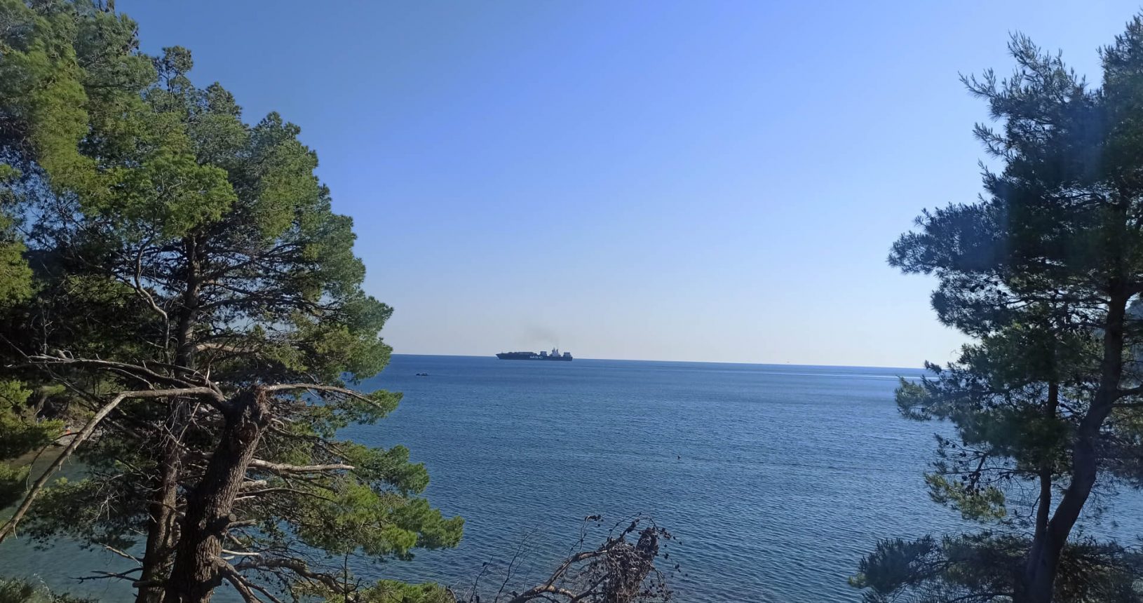 Sea view with cargo ship Maljevik Beach