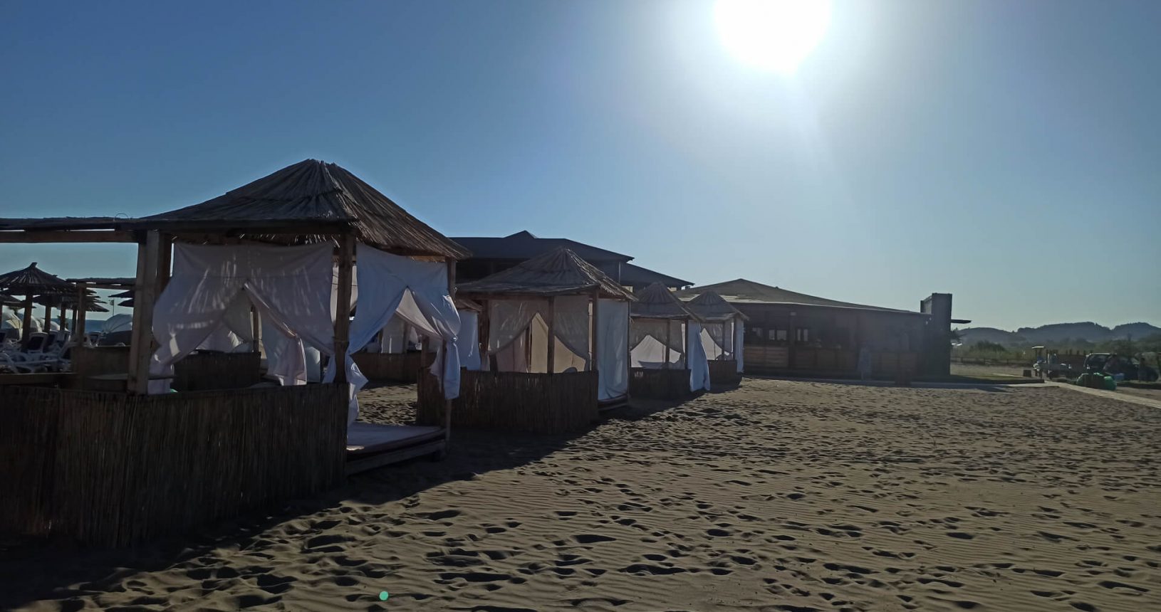 Sunny beach loungers at Europa Beach
